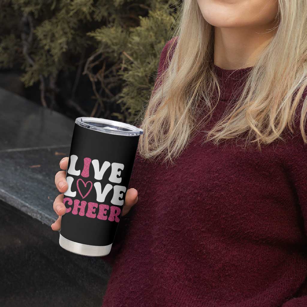 Cheerleader Tumbler Cup Live Love Cheer Girl Cheerleading Pink Leopard