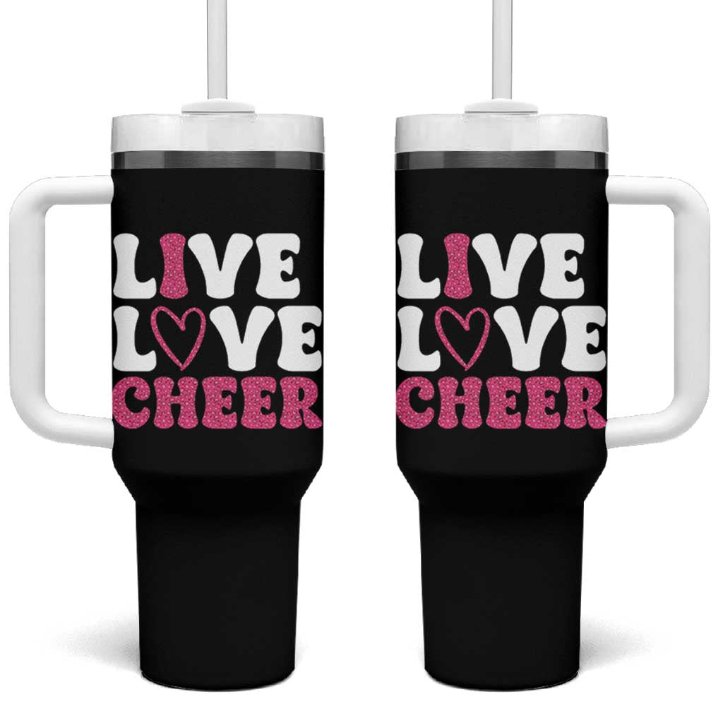Cheerleader Tumbler With Handle Live Love Cheer Girl Cheerleading Pink Leopard