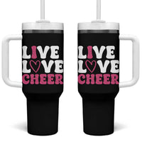 Cheerleader Tumbler With Handle Live Love Cheer Girl Cheerleading Pink Leopard