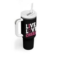 Cheerleader Tumbler With Handle Live Love Cheer Girl Cheerleading Pink Leopard