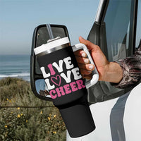 Cheerleader Tumbler With Handle Live Love Cheer Girl Cheerleading Pink Leopard