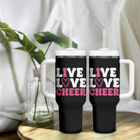 Cheerleader Tumbler With Handle Live Love Cheer Girl Cheerleading Pink Leopard