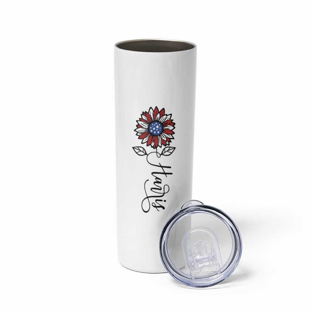 Harris 2024 Election Skinny Tumbler Madam President Vintage Floral Sunflower American Flag - Wonder Print Shop
