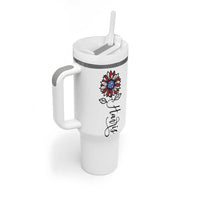 Harris 2024 Election Tumbler With Handle Madam President Vintage Floral Sunflower American Flag - Wonder Print Shop