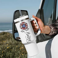 Harris 2024 Election Tumbler With Handle Madam President Vintage Floral Sunflower American Flag - Wonder Print Shop