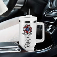 Harris 2024 Election Tumbler With Handle Madam President Vintage Floral Sunflower American Flag - Wonder Print Shop