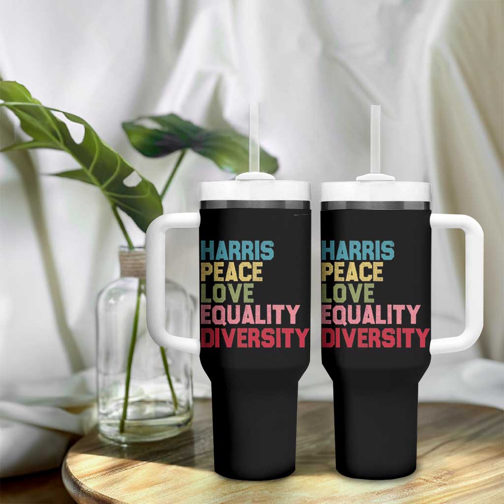 Harris 2024 Tumbler With Handle Peace Love Equality Diversity - Wonder Print Shop