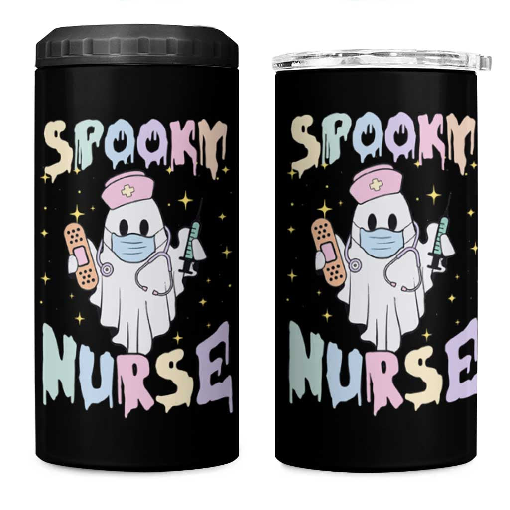 Halloween Nurse 4 in 1 Can Cooler Tumbler Spooky Nurse Ghost Nursing Halloween - Wonder Print Shop