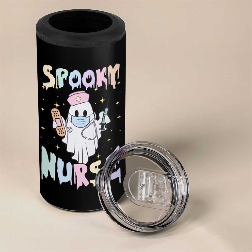 Halloween Nurse 4 in 1 Can Cooler Tumbler Spooky Nurse Ghost Nursing Halloween - Wonder Print Shop
