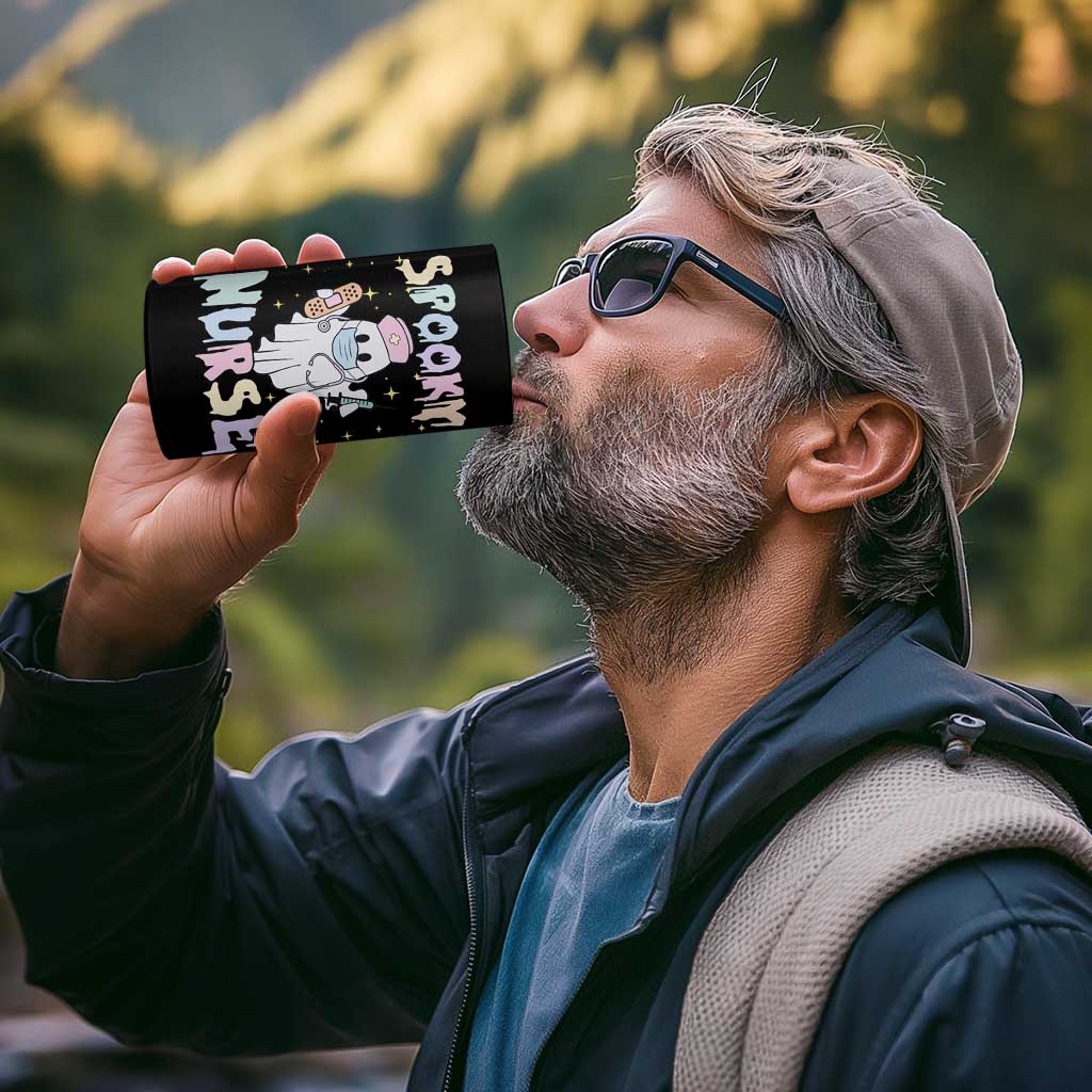 Halloween Nurse 4 in 1 Can Cooler Tumbler Spooky Nurse Ghost Nursing Halloween - Wonder Print Shop