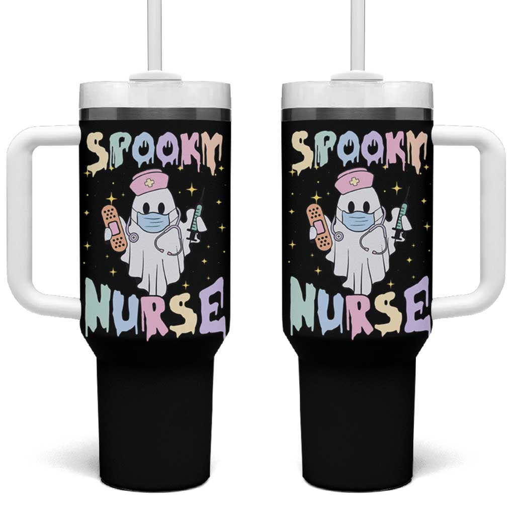 Halloween Nurse Tumbler With Handle Spooky Nurse Ghost Nursing Halloween - Wonder Print Shop