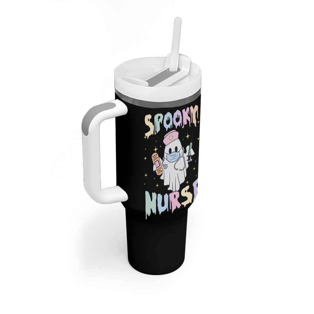 Halloween Nurse Tumbler With Handle Spooky Nurse Ghost Nursing Halloween - Wonder Print Shop