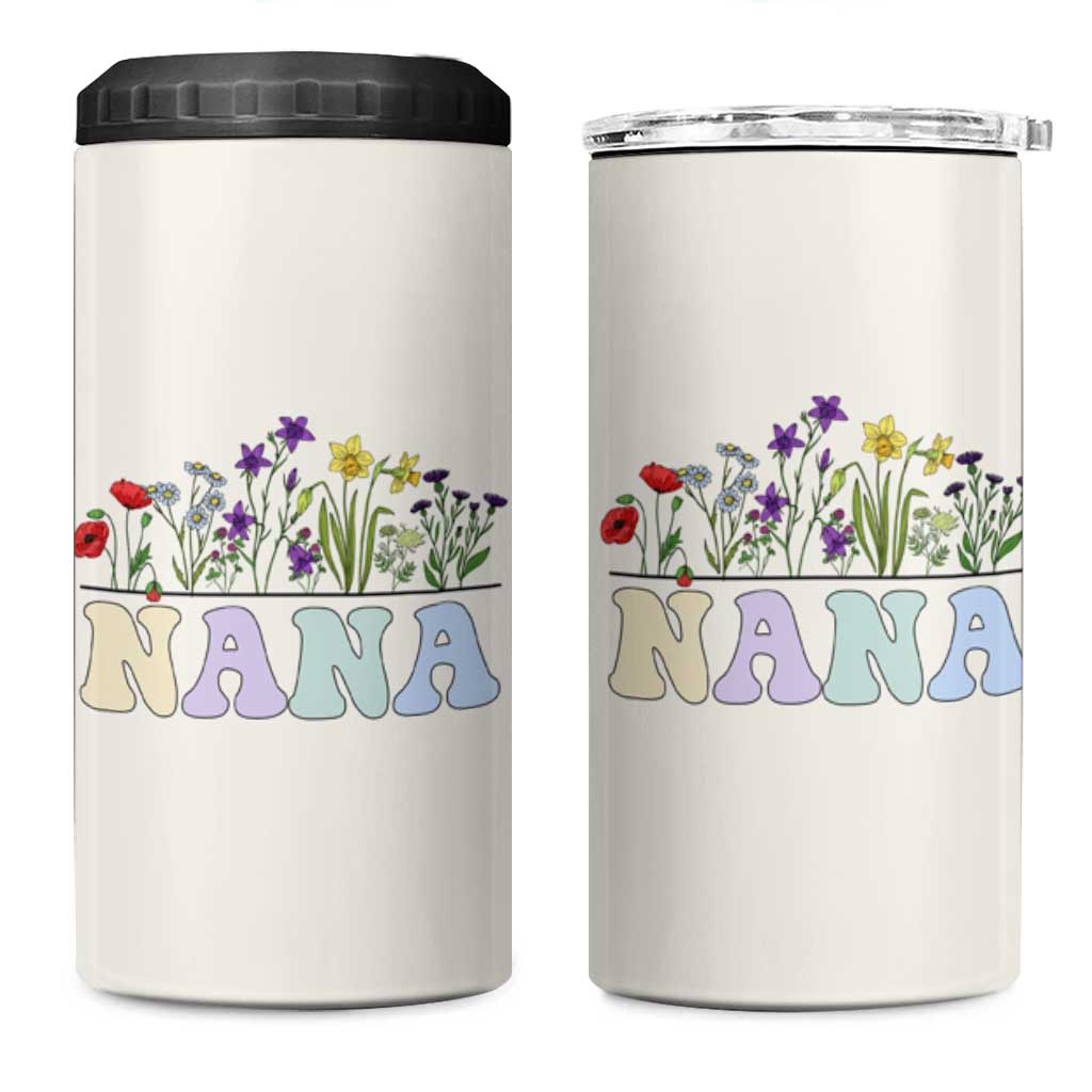 Nana Grandma Gift 4 in 1 Can Cooler Tumbler Grandma's Garden Mother's Day For Grandma Mimi - Wonder Print Shop