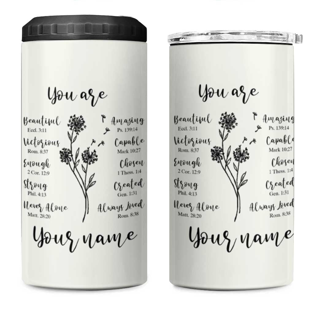 Personalized Christian Gifts for Her 4 in 1 Can Cooler Tumbler Custom Name Inspirational Religious Birthday Gift - Wonder Print Shop