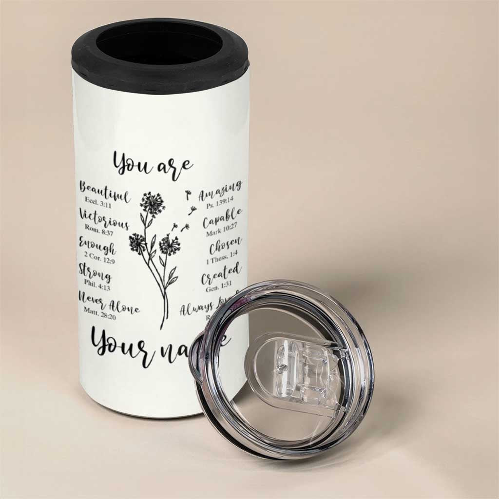 Personalized Christian Gifts for Her 4 in 1 Can Cooler Tumbler Custom Name Inspirational Religious Birthday Gift - Wonder Print Shop