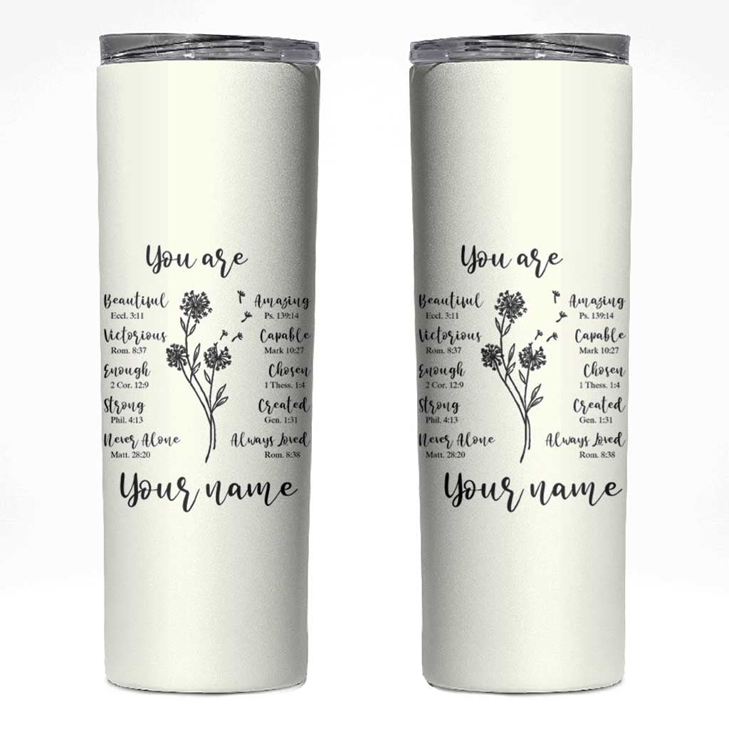 Personalized Christian Gifts for Her Skinny Tumbler Custom Name Inspirational Religious Birthday Gift - Wonder Print Shop
