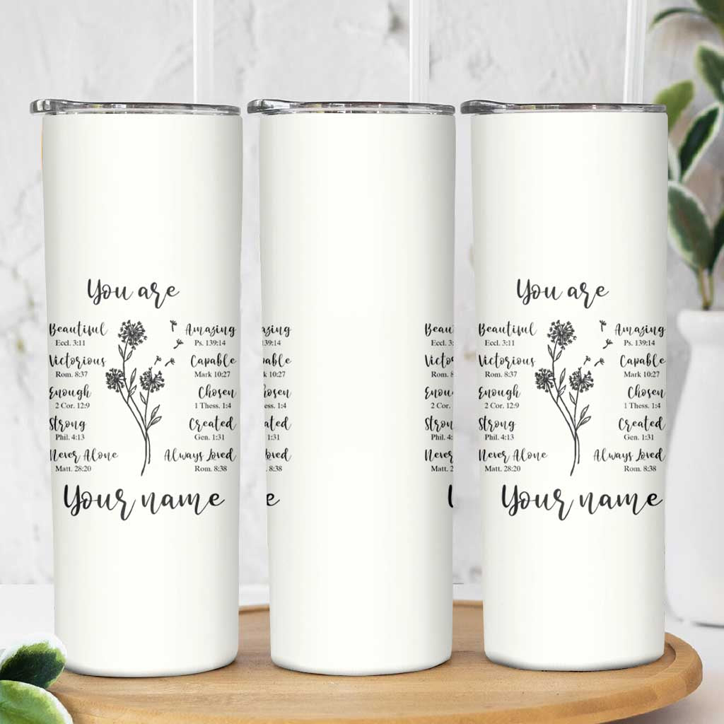 Personalized Christian Gifts for Her Skinny Tumbler Custom Name Inspirational Religious Birthday Gift - Wonder Print Shop