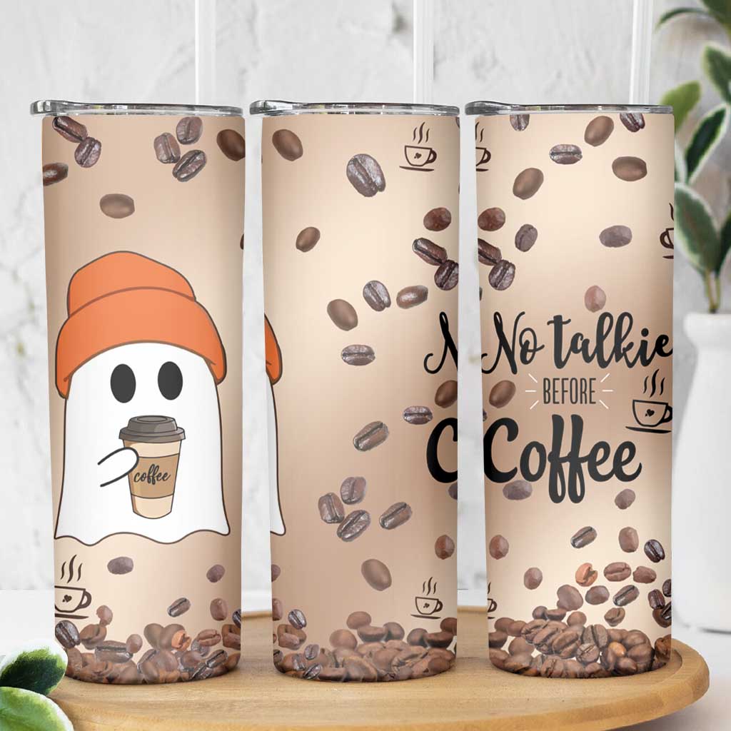 Gnome Drinking Coffee Skinny Tumbler Funny Halloween Coffee Lover - Wonder Print Shop