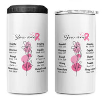 Breast Cancer Survivor Gift 4 in 1 Can Cooler Tumbler Pink Ribbon Bible Verse Christian Faith Gift For Women