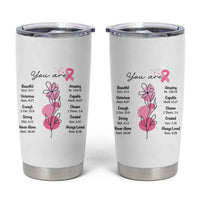 Breast Cancer Survivor Gift Tumbler Cup Pink Ribbon Bible Verse Christian Faith Gift For Women