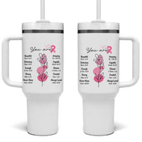 Breast Cancer Survivor Gift Tumbler With Handle Pink Ribbon Bible Verse Christian Faith Gift For Women