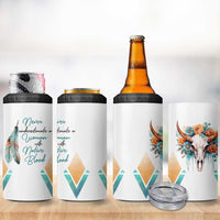 Native American Indian Pride 4 in 1 Can Cooler Tumbler Never Underestimate A Women With Native Blood Tribe Southwest Tribal Bull Cow Skull Feathers - Wonder Print Shop