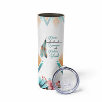 Native American Indian Pride Skinny Tumbler Never Underestimate A Women With Native Blood Tribe Southwest Tribal Bull Cow Skull Feathers - Wonder Print Shop