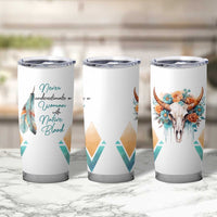 Native American Indian Pride Tumbler Cup Never Underestimate A Women With Native Blood Tribe Southwest Tribal Bull Cow Skull Feathers - Wonder Print Shop