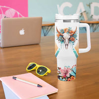 Native American Indian Pride Tumbler With Handle Never Underestimate A Women With Native Blood Tribe Southwest Tribal Bull Cow Skull Feathers - Wonder Print Shop