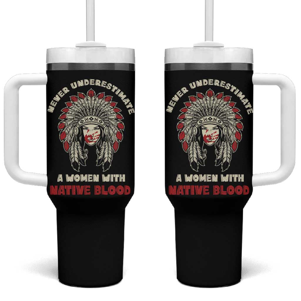 Native American Indian Pride Tumbler With Handle Tribe Tribal A Woman With Native Blood - Wonder Print Shop