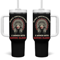 Native American Indian Pride Tumbler With Handle Tribe Tribal A Woman With Native Blood - Wonder Print Shop