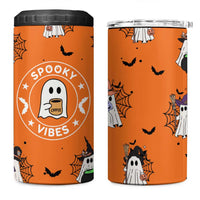 Halloween Ghost 4 in 1 Can Cooler Tumbler Trick Or Treat Spooky Ice Coffee Cup Gift For Her - Wonder Print Shop