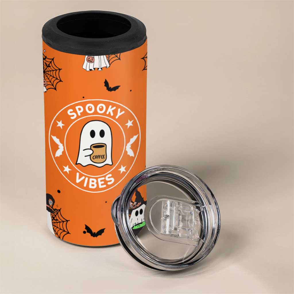 Halloween Ghost 4 in 1 Can Cooler Tumbler Trick Or Treat Spooky Ice Coffee Cup Gift For Her - Wonder Print Shop