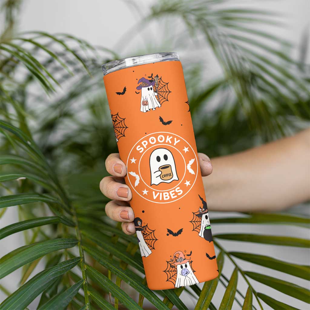 Halloween Ghost Skinny Tumbler Trick Or Treat Spooky Ice Coffee Cup Gift For Her - Wonder Print Shop