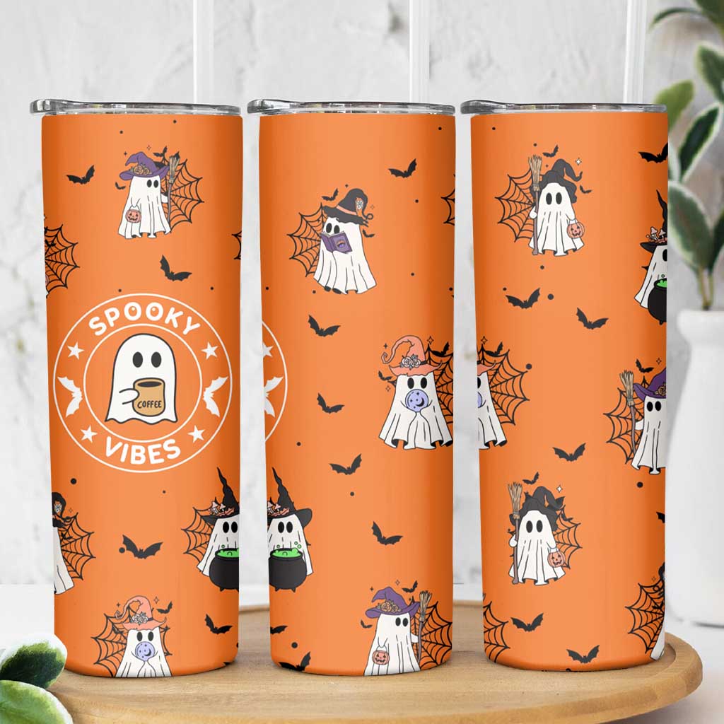 Halloween Ghost Skinny Tumbler Trick Or Treat Spooky Ice Coffee Cup Gift For Her - Wonder Print Shop