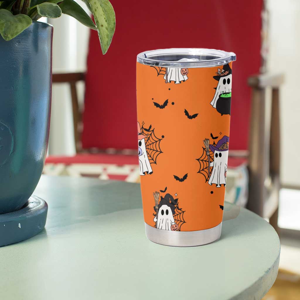 Halloween Ghost Tumbler Cup Trick Or Treat Spooky Ice Coffee Cup Gift For Her - Wonder Print Shop