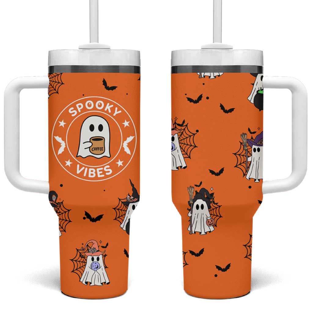 Halloween Ghost Tumbler With Handle Trick Or Treat Spooky Ice Coffee Cup Gift For Her - Wonder Print Shop