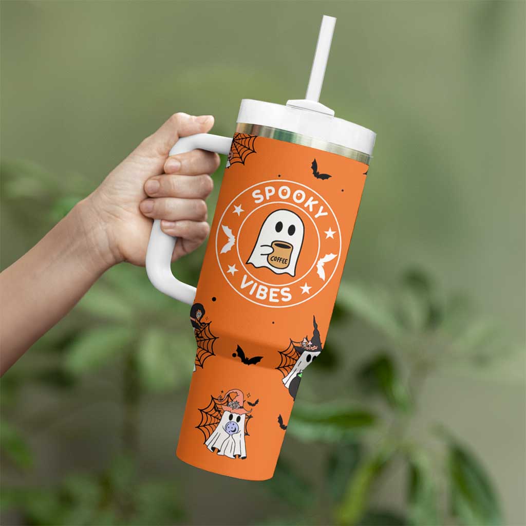 Halloween Ghost Tumbler With Handle Trick Or Treat Spooky Ice Coffee Cup Gift For Her - Wonder Print Shop