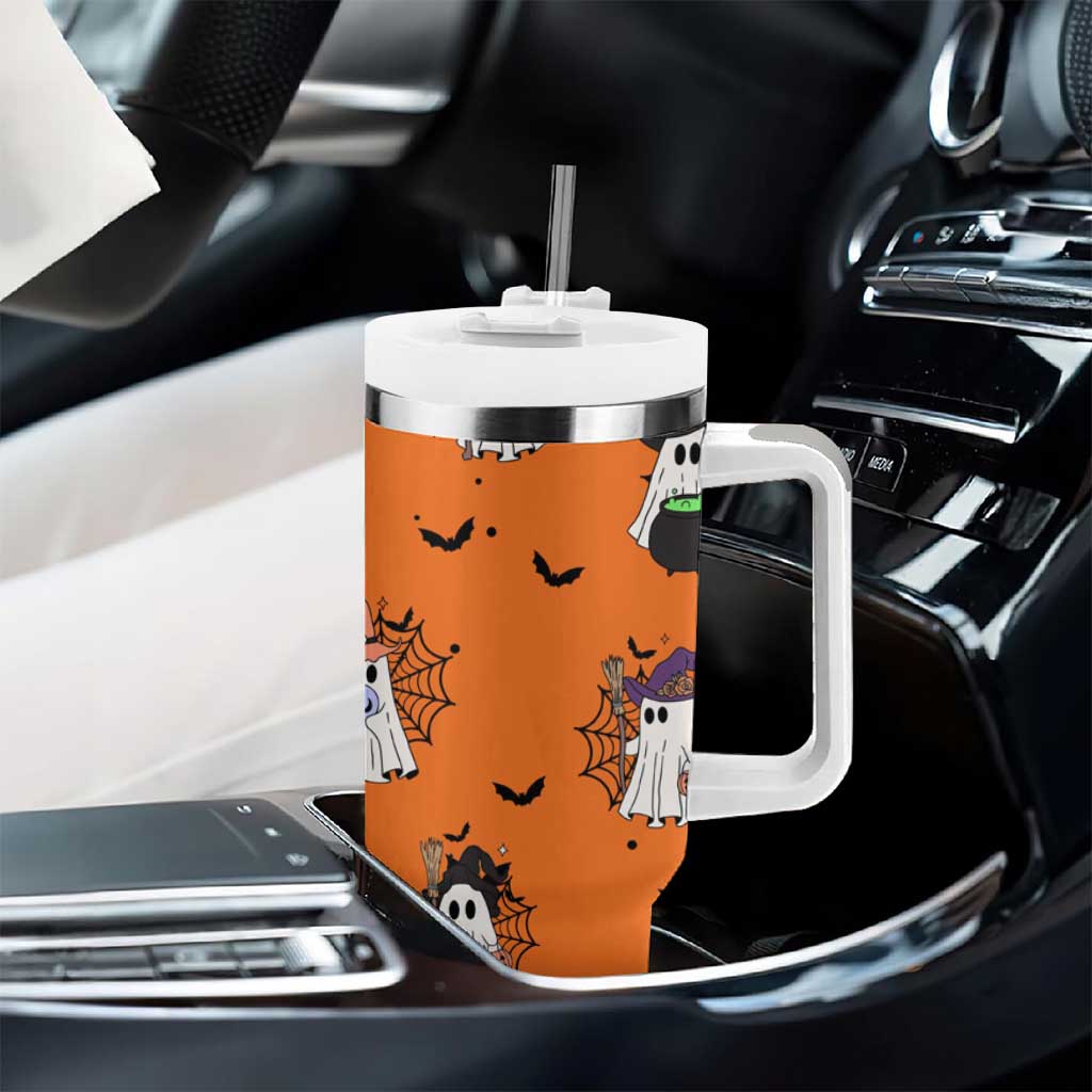 Halloween Ghost Tumbler With Handle Trick Or Treat Spooky Ice Coffee Cup Gift For Her - Wonder Print Shop
