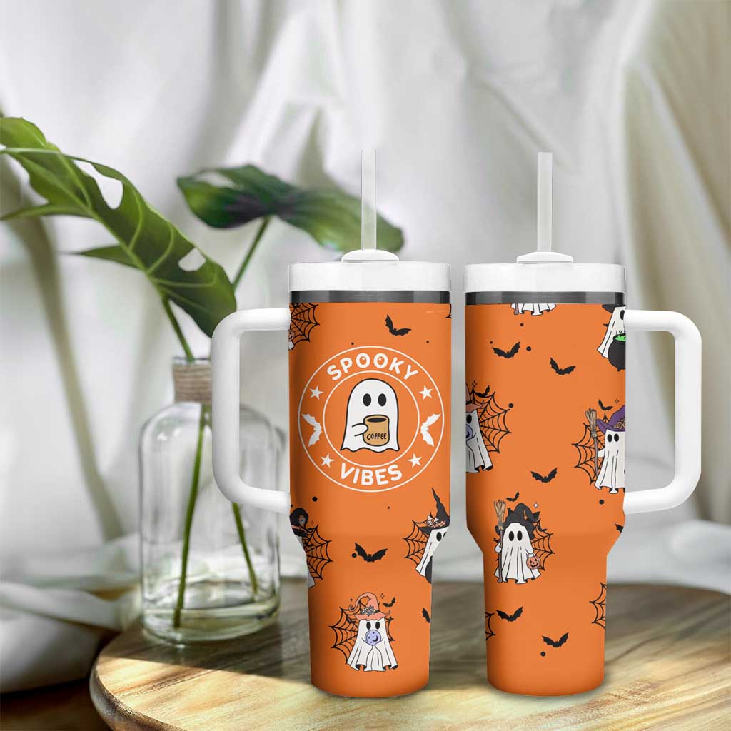 Halloween Ghost Tumbler With Handle Trick Or Treat Spooky Ice Coffee Cup Gift For Her - Wonder Print Shop