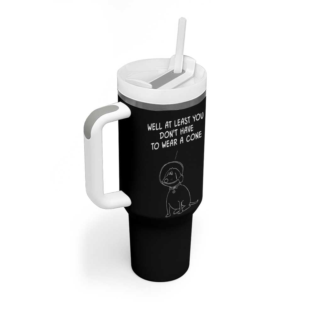 Personalized Funny Get Well Soon Gifts Tumbler With Handle Custom Name Recovery Gifts for Sick Friends, Condolence, Divorce Well At Least You Dont Have To Wear A Cone - Wonder Print Shop