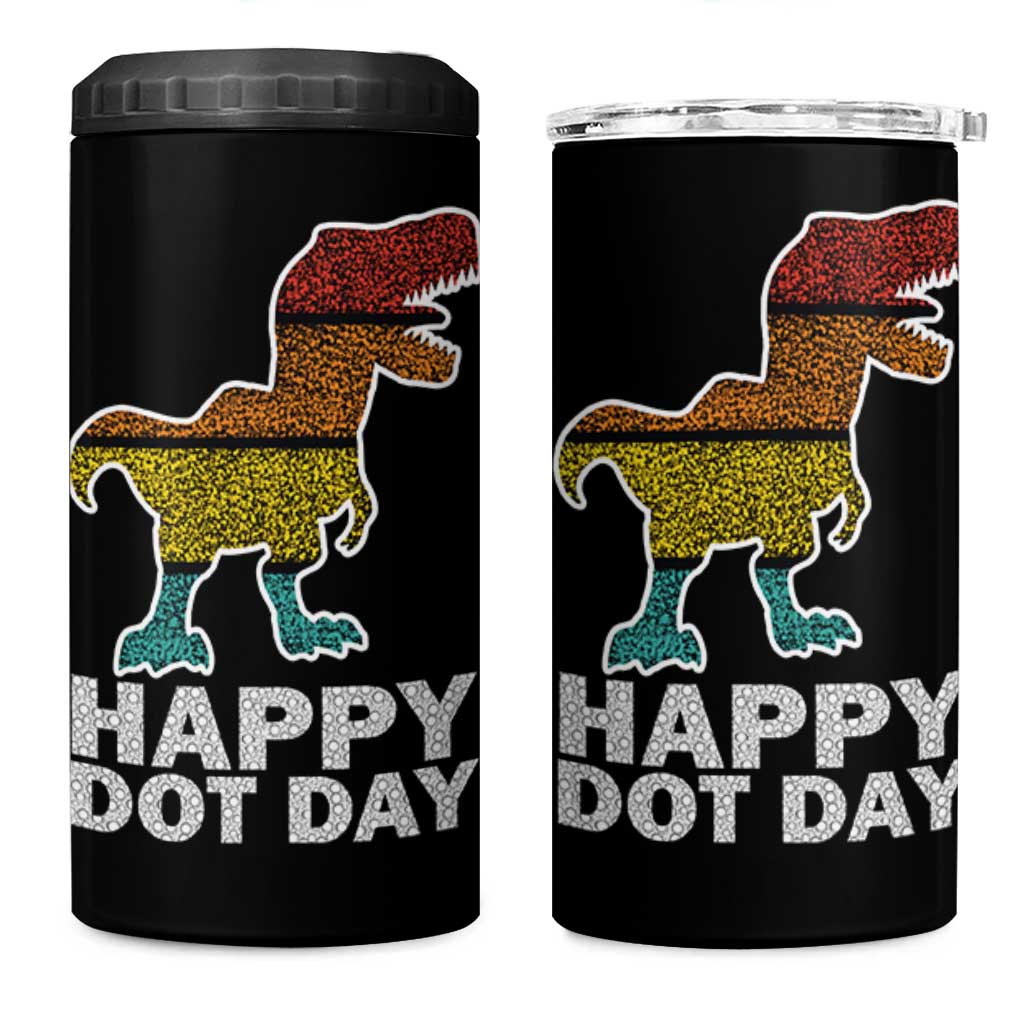 International Dot Day Dinosaur 4 in 1 Can Cooler Tumbler Retro Colorful Polka Dot Dino Toddler Boys Kids