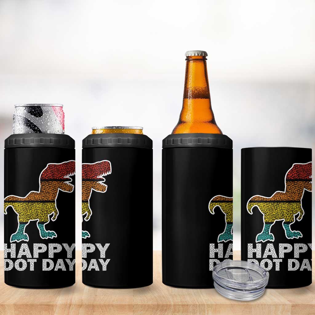 International Dot Day Dinosaur 4 in 1 Can Cooler Tumbler Retro Colorful Polka Dot Dino Toddler Boys Kids