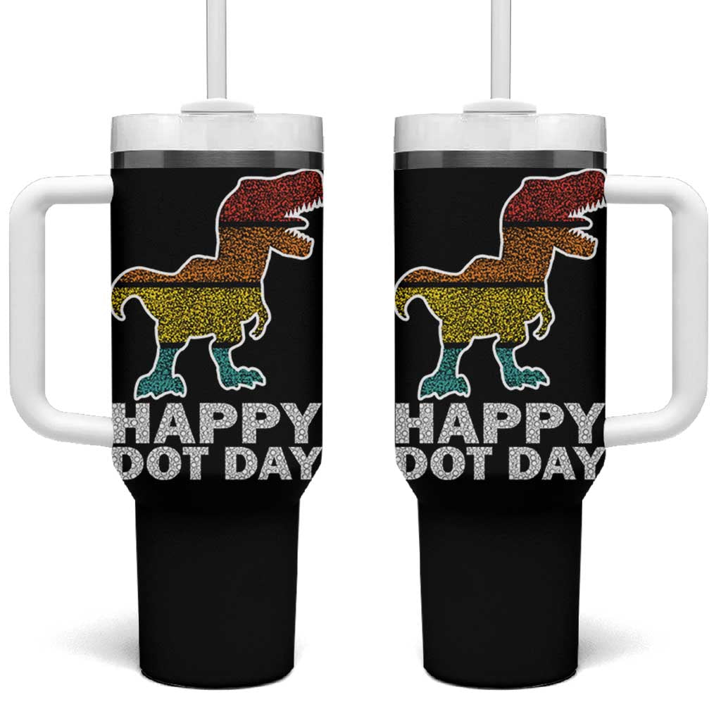International Dot Day Dinosaur Tumbler With Handle Retro Colorful Polka Dot Dino Toddler Boys Kids
