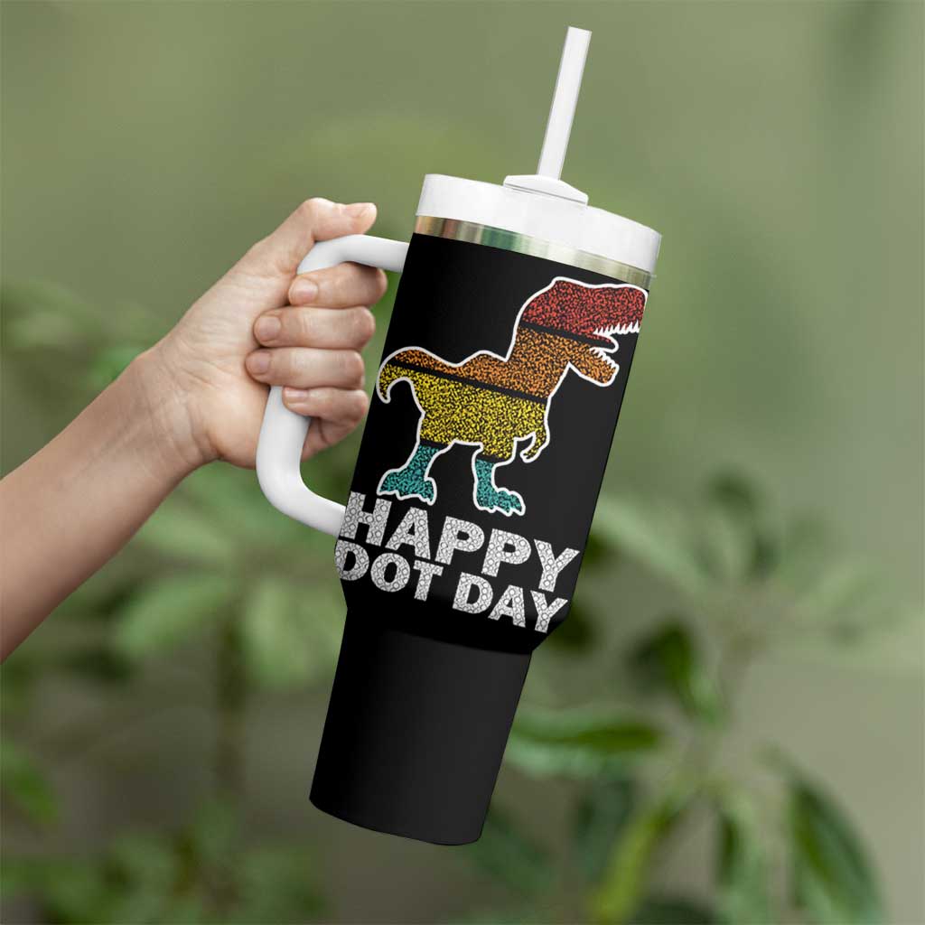 International Dot Day Dinosaur Tumbler With Handle Retro Colorful Polka Dot Dino Toddler Boys Kids
