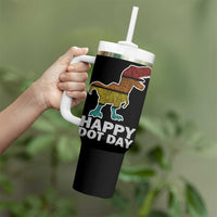 International Dot Day Dinosaur Tumbler With Handle Retro Colorful Polka Dot Dino Toddler Boys Kids