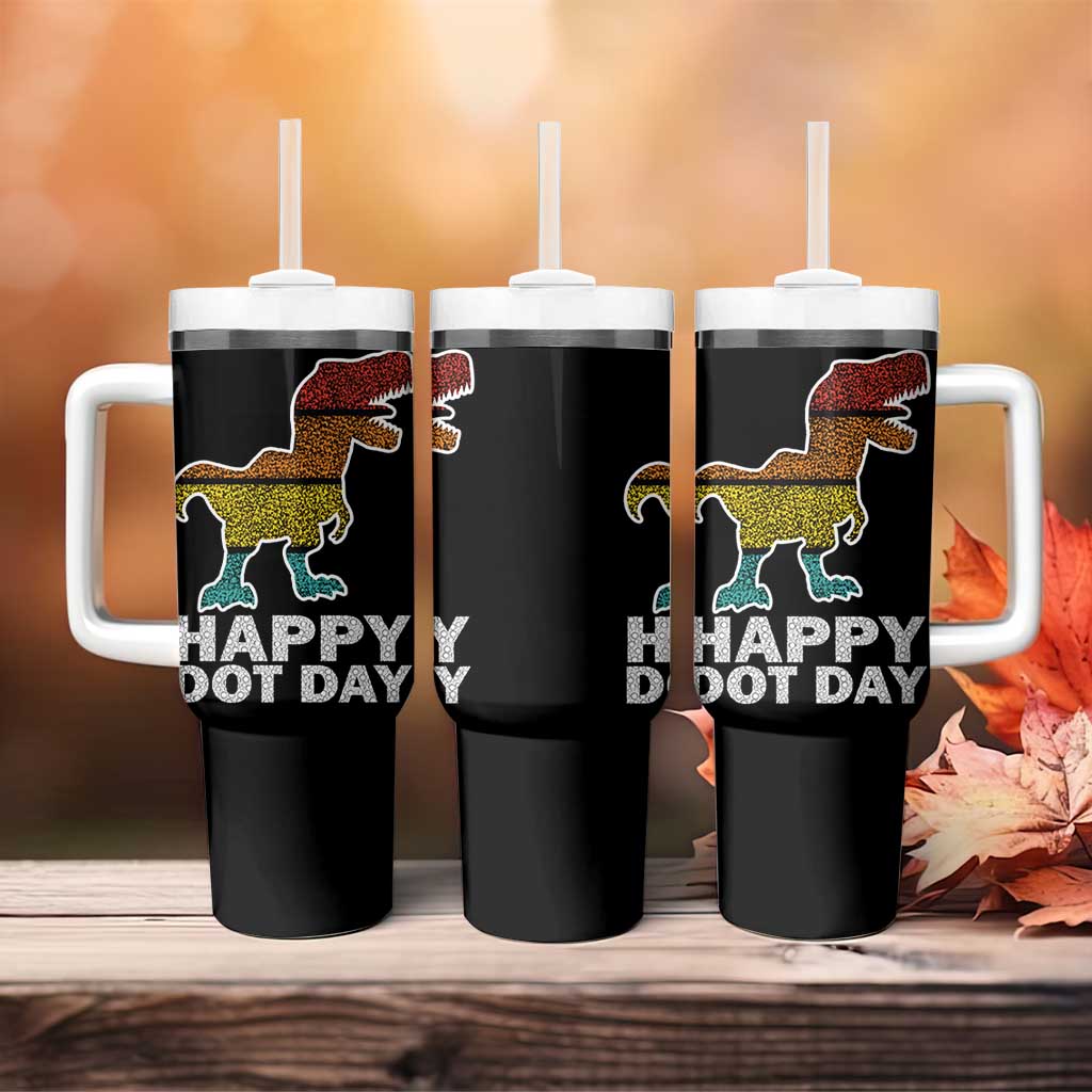 International Dot Day Dinosaur Tumbler With Handle Retro Colorful Polka Dot Dino Toddler Boys Kids