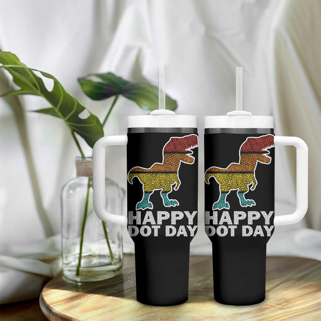 International Dot Day Dinosaur Tumbler With Handle Retro Colorful Polka Dot Dino Toddler Boys Kids