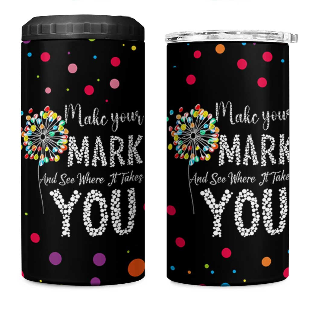 International Dot Day 4 in 1 Can Cooler Tumbler Make Your Mark Girls Boys Colorful Dandelion