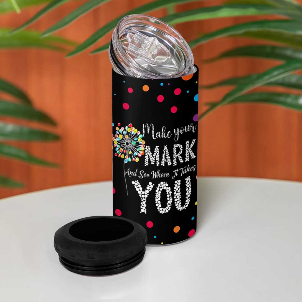 International Dot Day 4 in 1 Can Cooler Tumbler Make Your Mark Girls Boys Colorful Dandelion